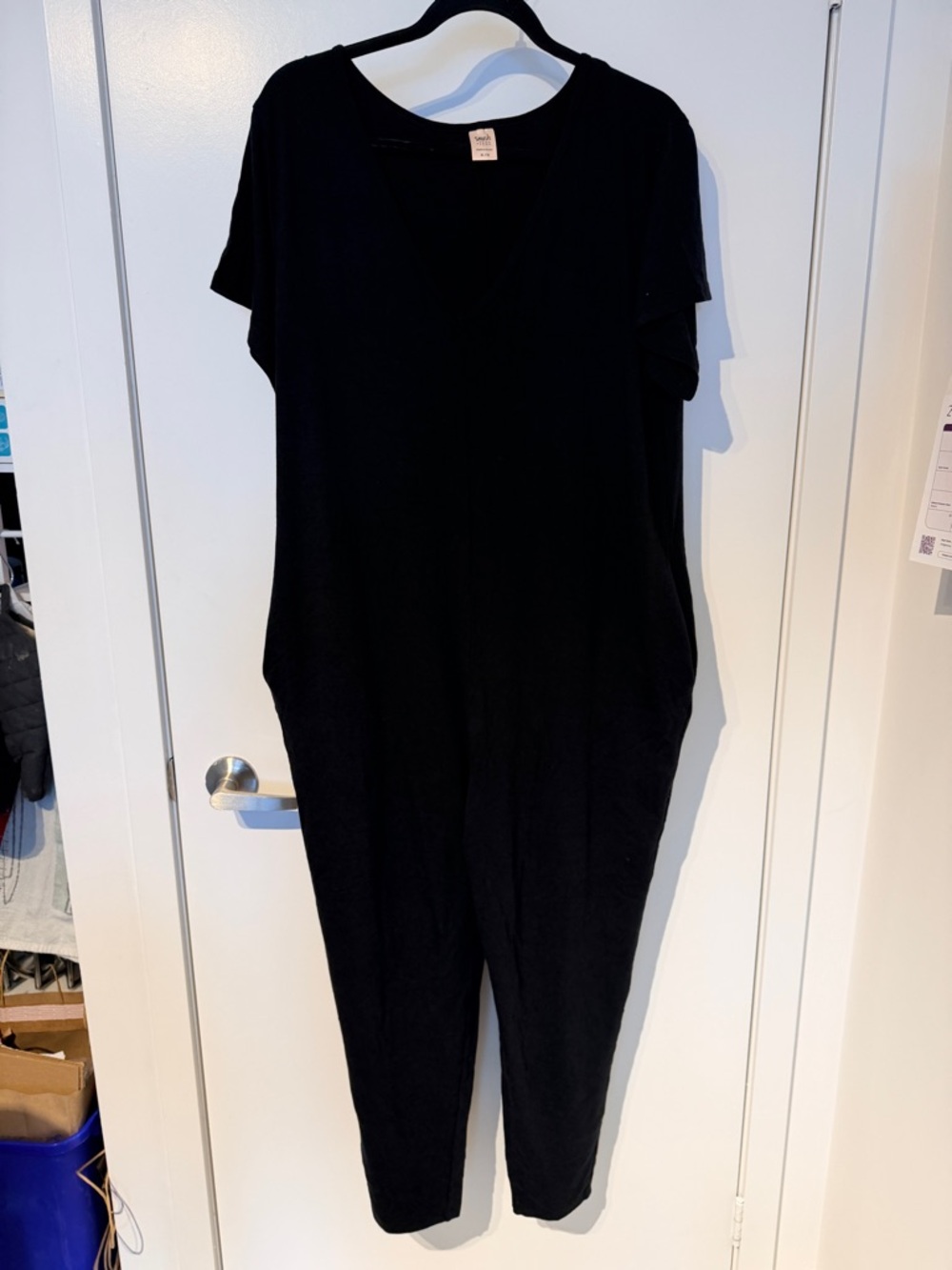 Smash + Tess Sunday Black V-Neck Short Sleeve Jumpsuit